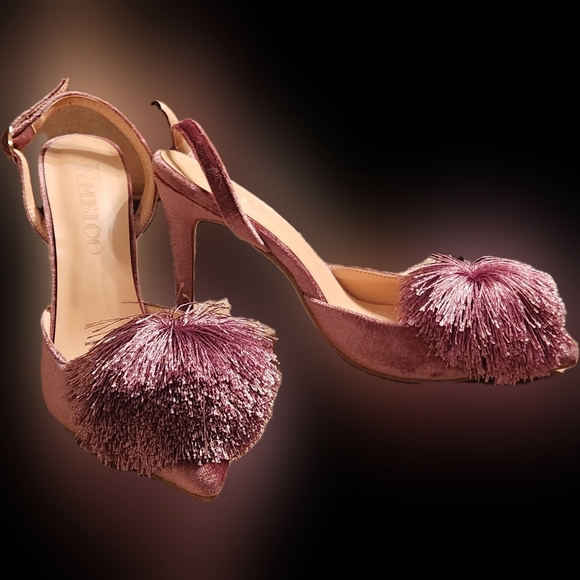 Kmeioo beautiful pumps Puff pompon Hight heel pointed toe size 7 - Picture 3 of 15